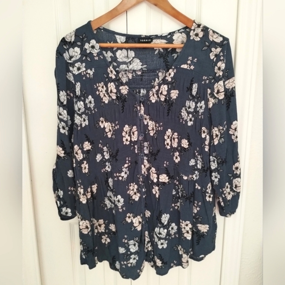 Torrid Floral Peasant Blouse